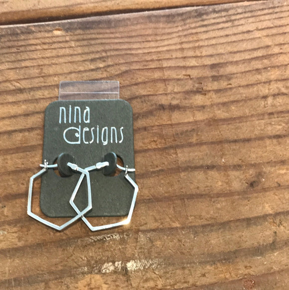 Nina Designs Hexagon Hoop Earrings
