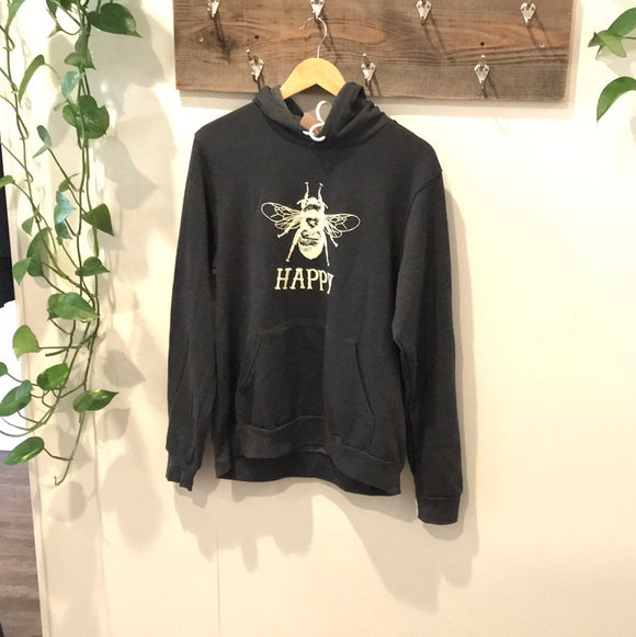 Bee Happy Pullover Charcoal/Grey Hoodie