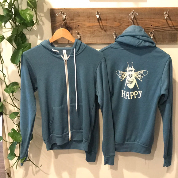Bee Happy Hoodie With Zipper