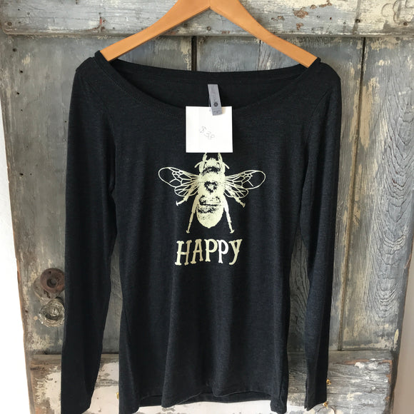 Long Sleeve Bee Happy/Grateful Shirt