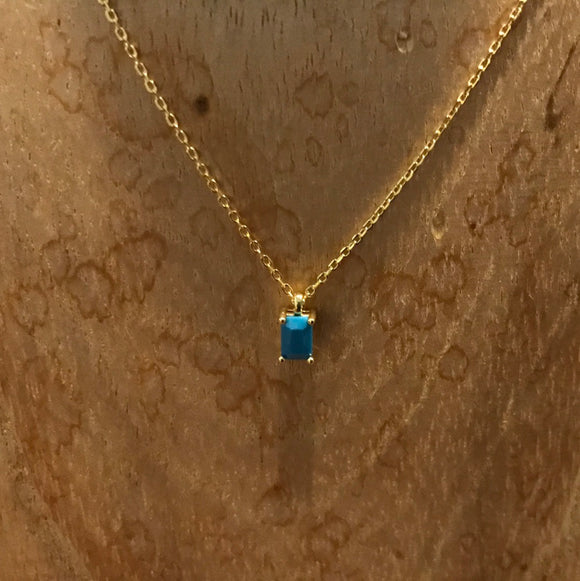 (5) Little Sky Stone Turquoise Baguette Necklace